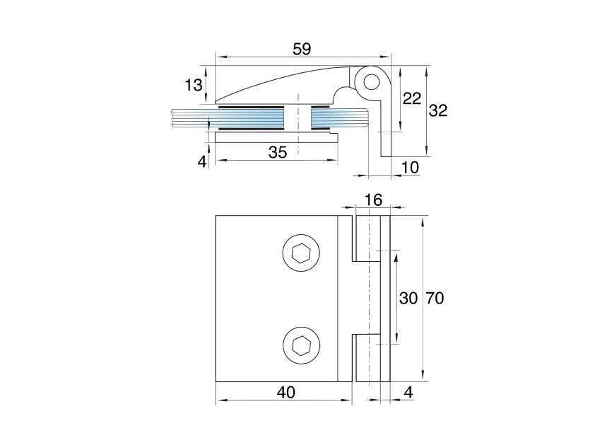 Петля стіна-скло GIFF Glass Premio FERRARA полірований хром